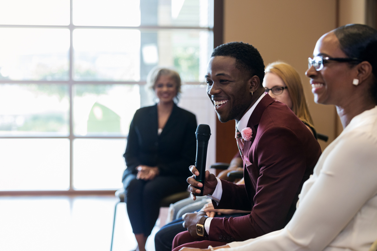 Businessman Participating in a Panel Discussion